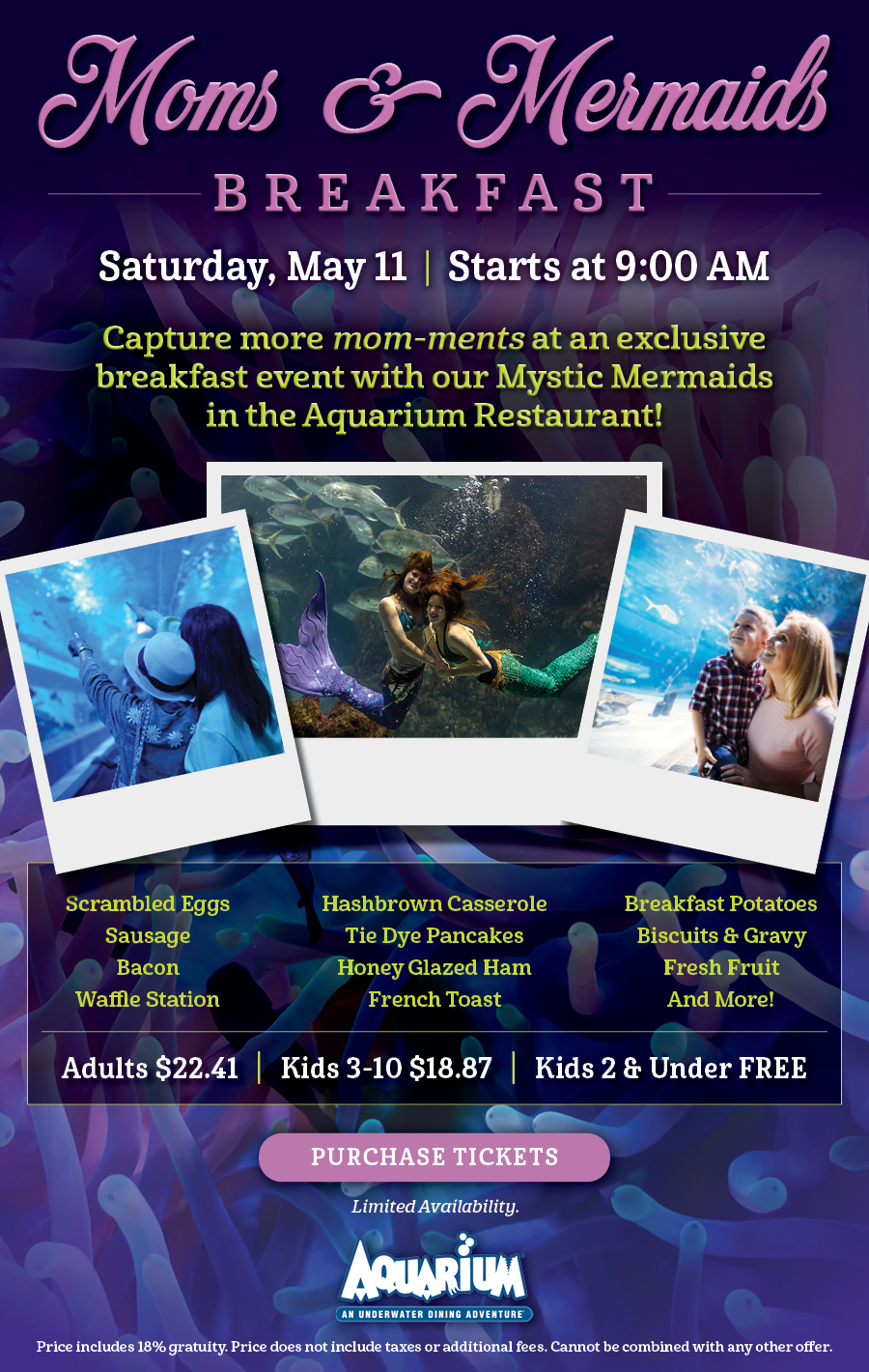 Mom and Mermaids Breakfast. Reserve now.