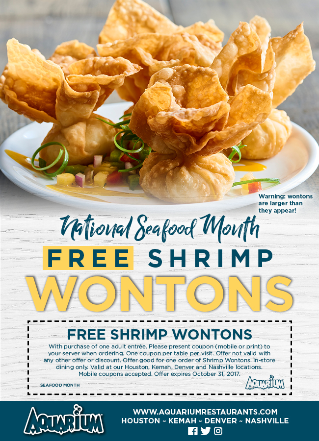 National Seafood Month - Free Shrimp Wontons.