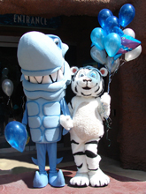 Shark and tiger mascots
