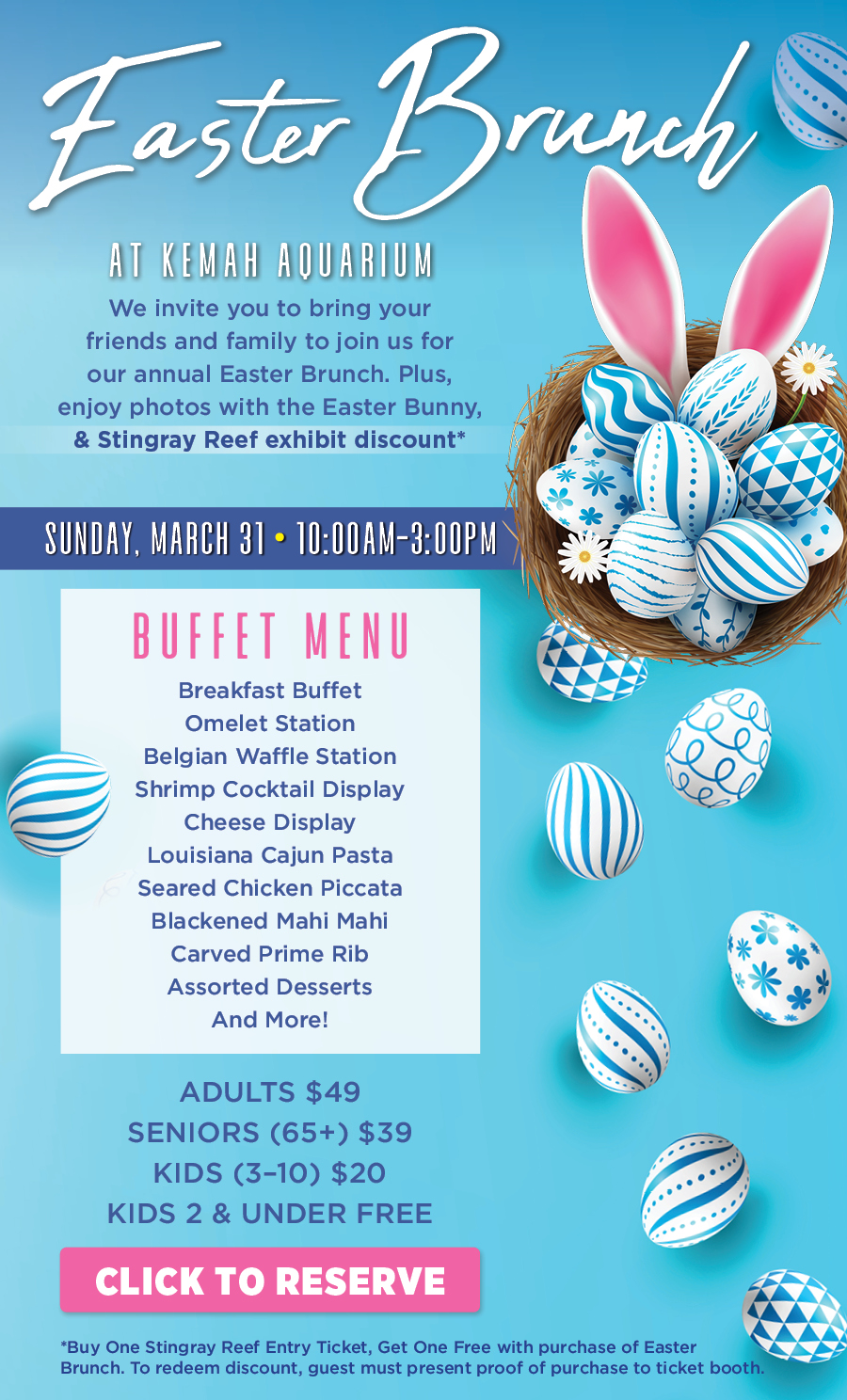 Breakfast with the Easter Bunny Saturday April 12. Reserve today!