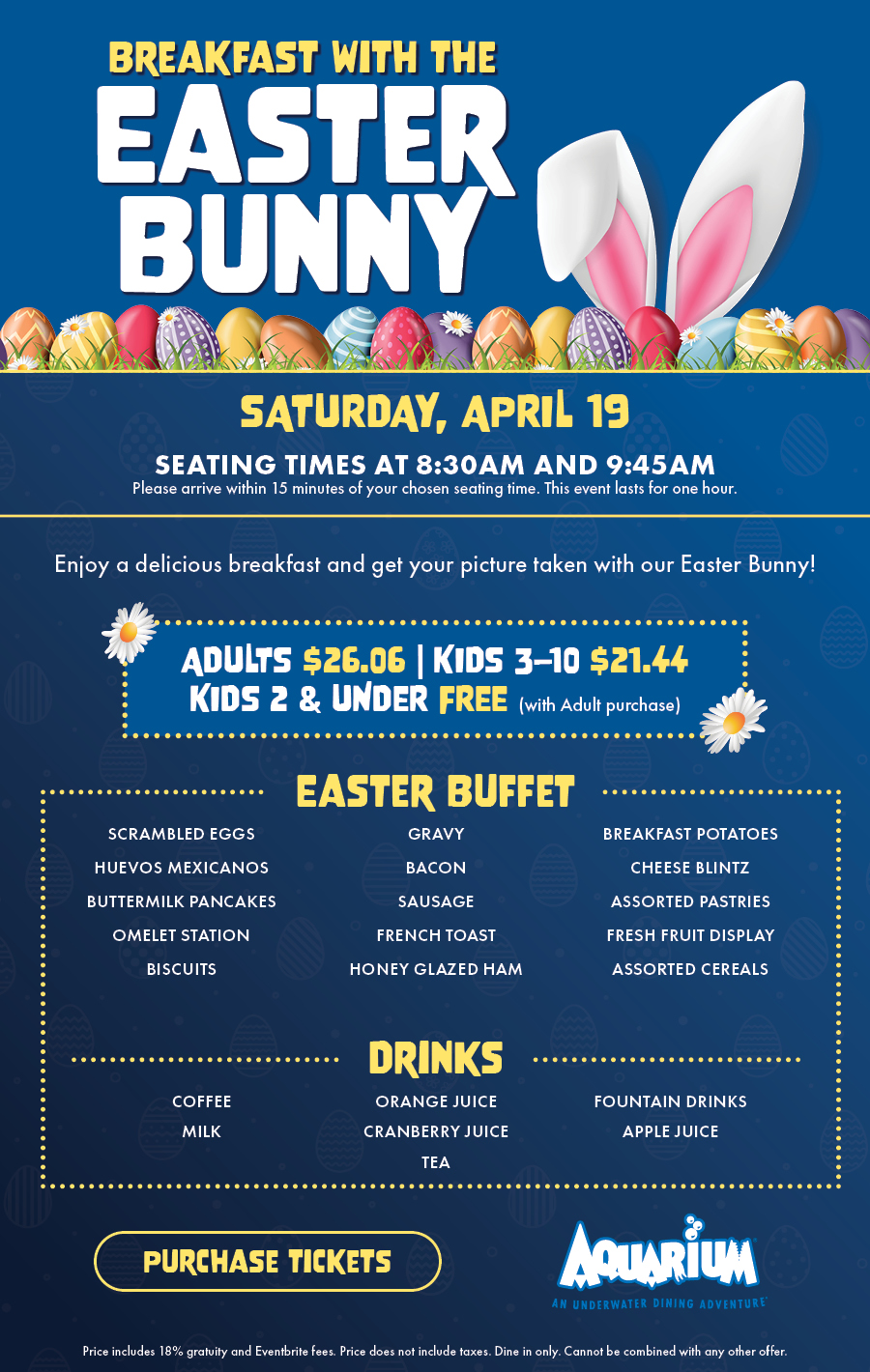 Easter Breakfast with the Easter Bunny on April 20 at 8am to 11am.