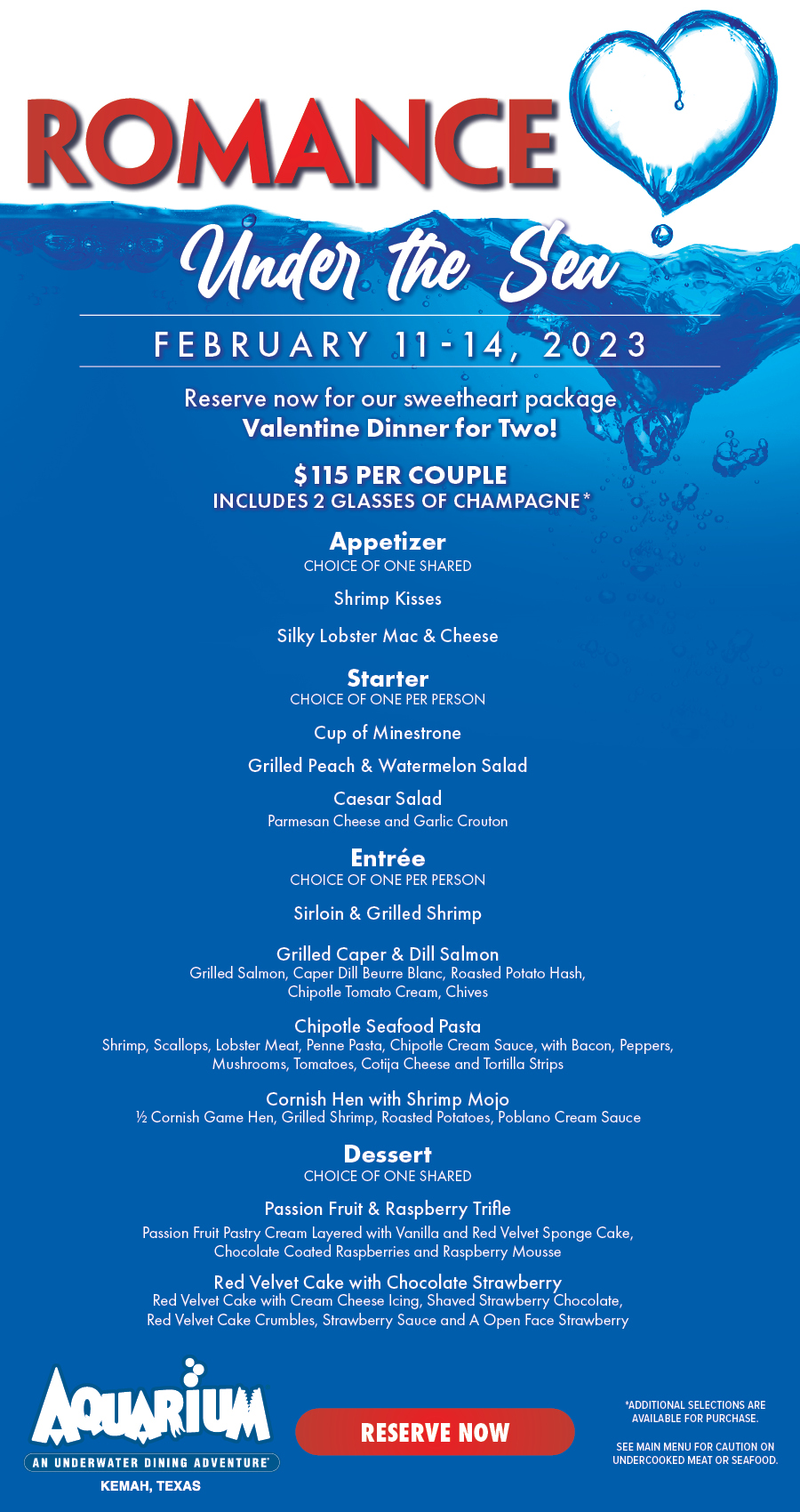 Aquarium Restaurant - Romance Under The Sea - February 11th, 14th