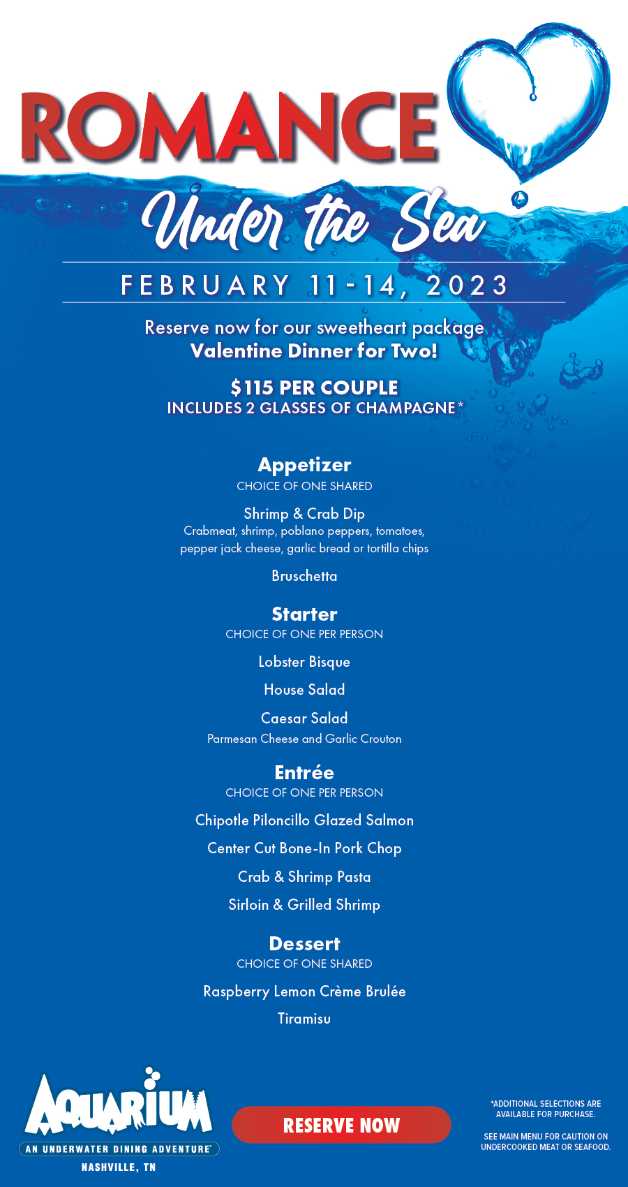 Aquarium Restaurant - Romance Under The Sea - February 11th - 14th
