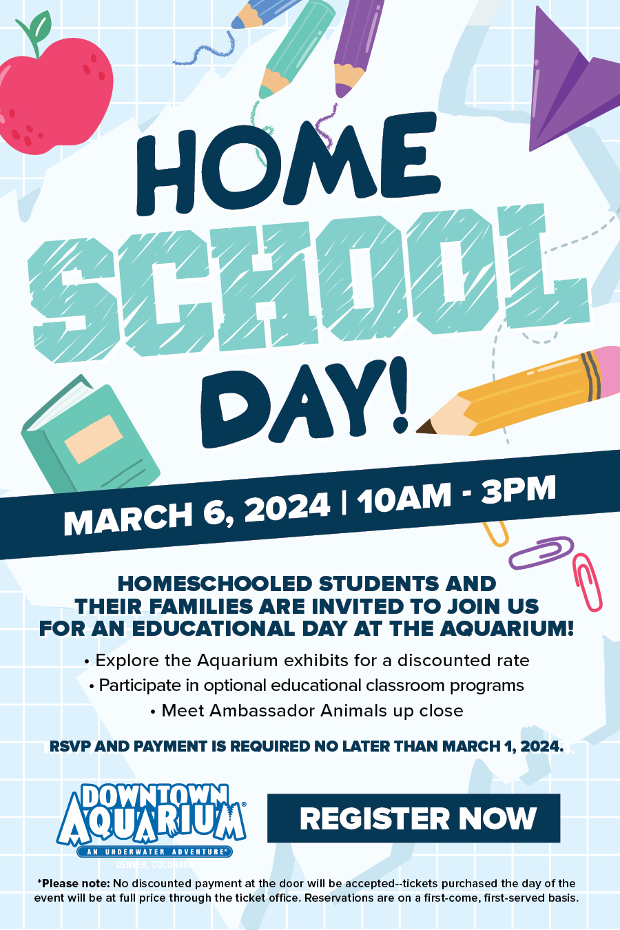 Homeschooled students and their families are invited for an educational day at the Aquarium!