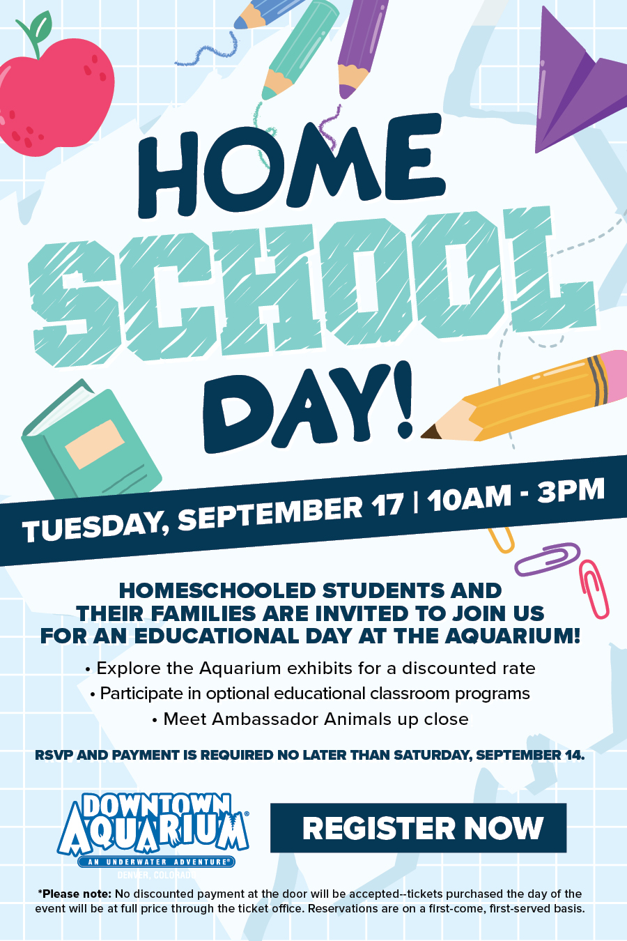 Homeschooled students and their families are invited for an educational day at the Aquarium!