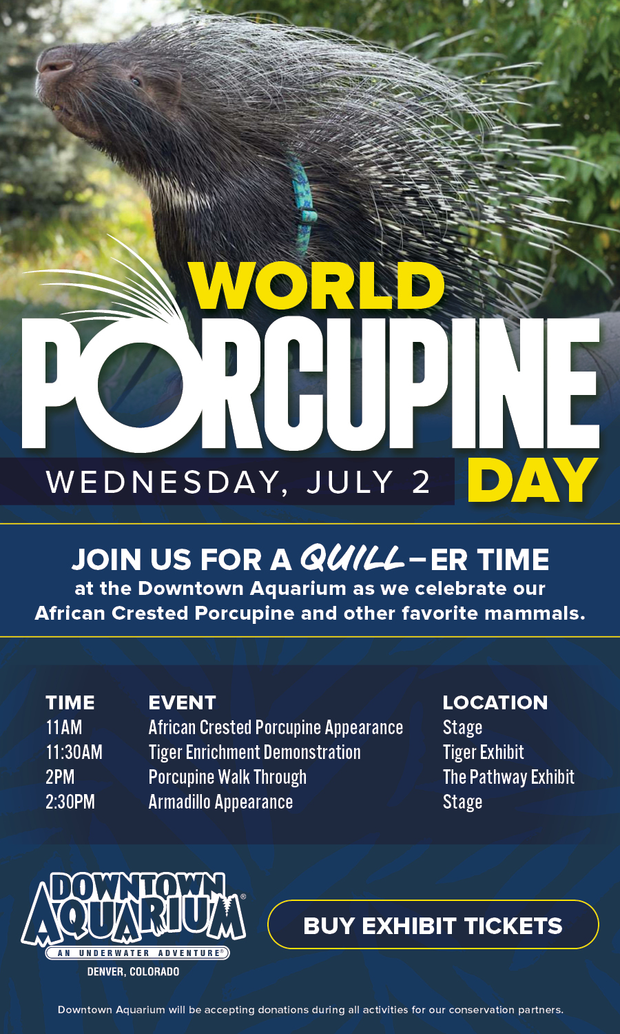World Porcupine Day at the Downtown Aquarium in Denver
