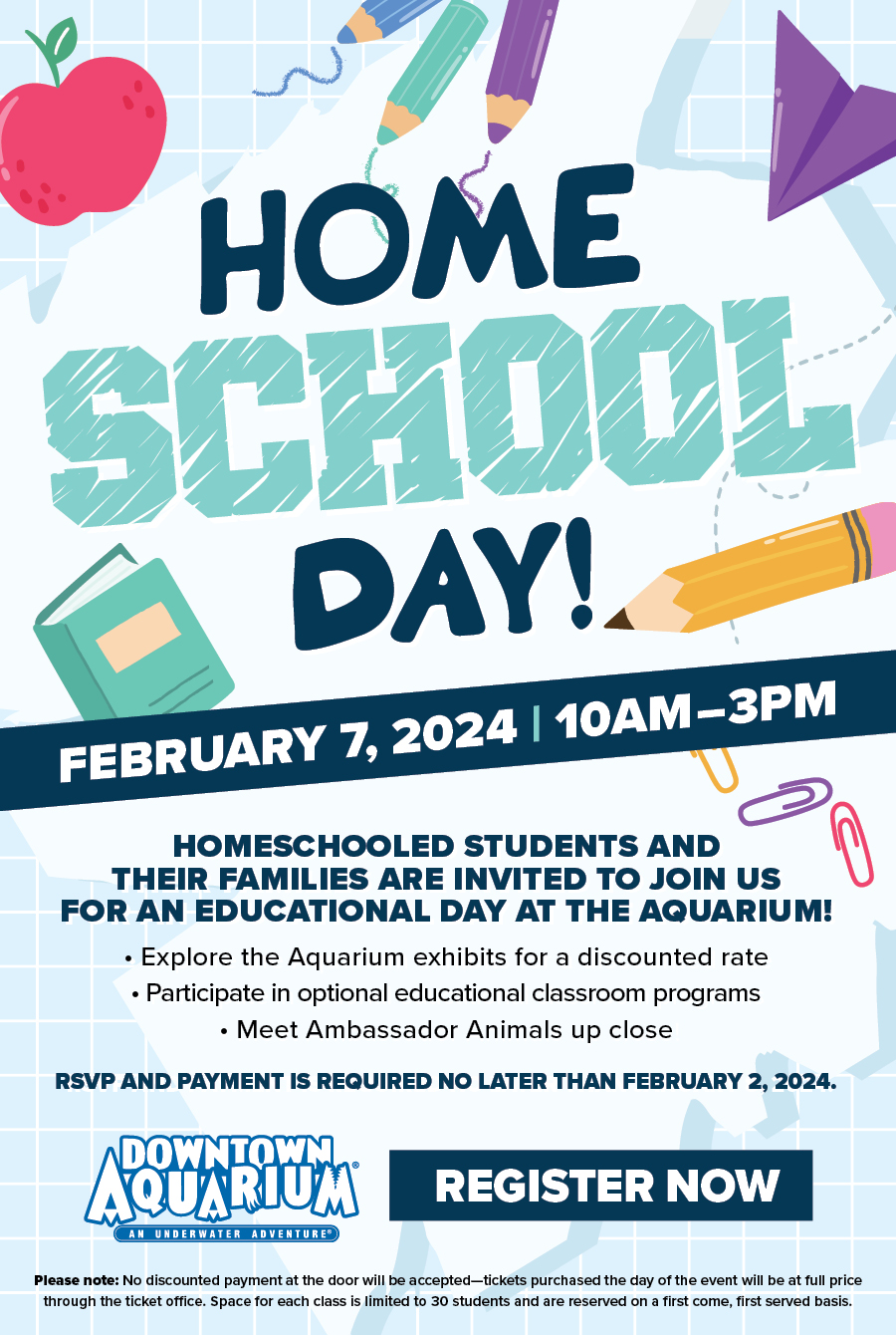 Homeschooled students and their families are invited for an educational day at the Aquarium!