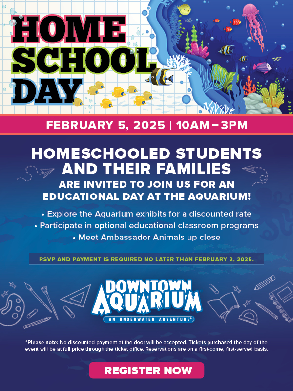 Homeschooled students and their families are invited for an educational day at the Aquarium!