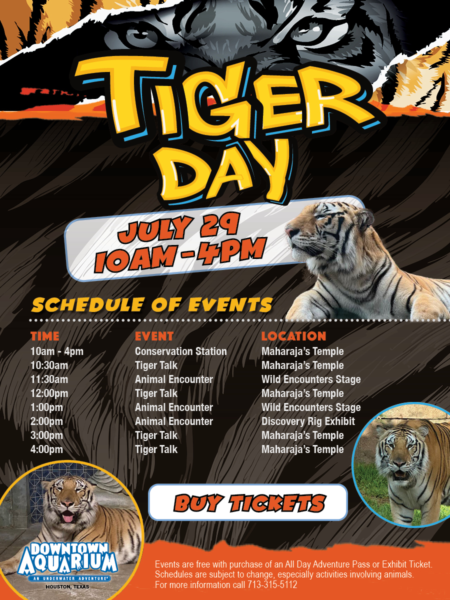 Get Wild at the Downtown Aquarium in Houston and join us for Tiger Day