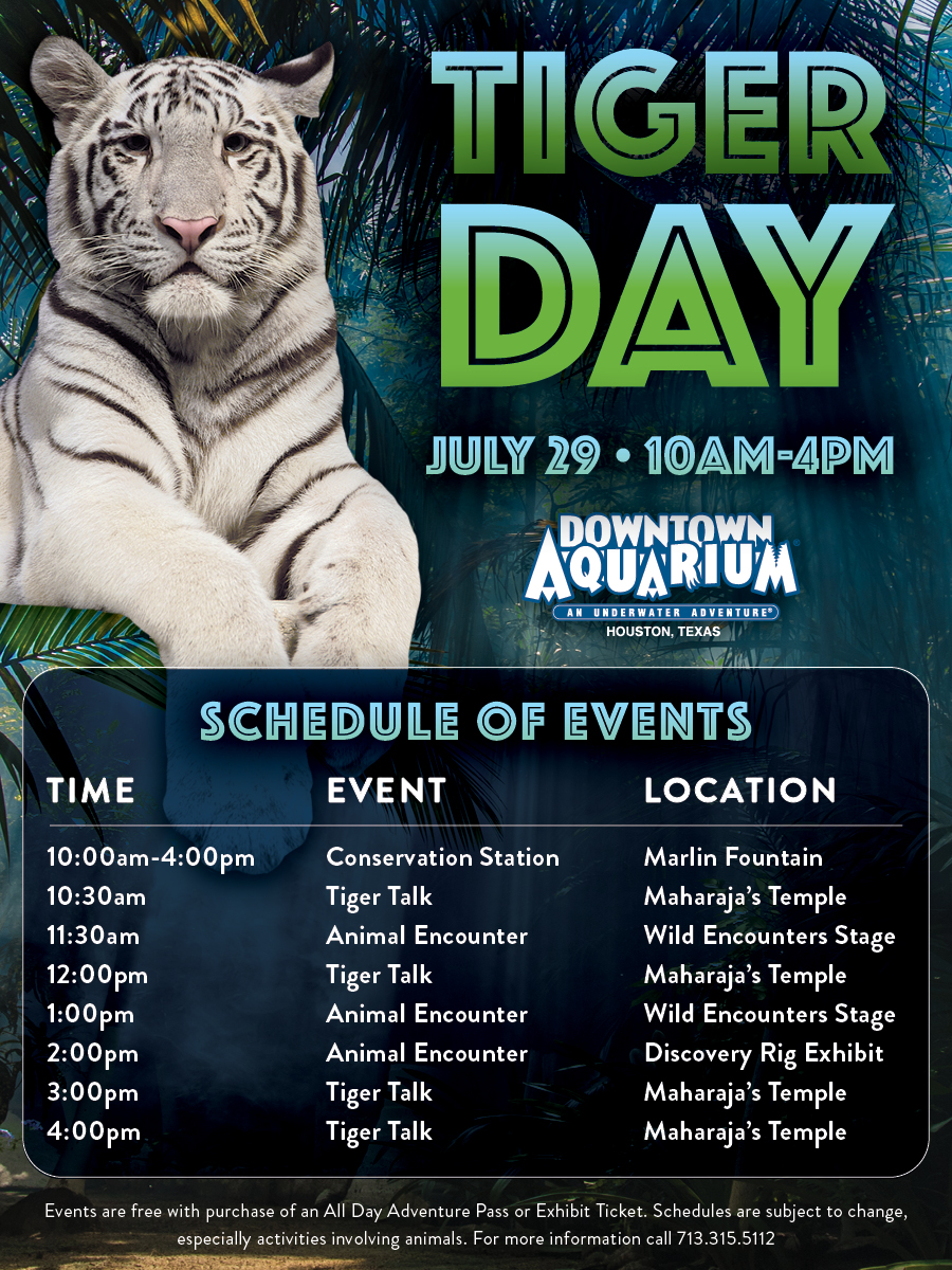 Get Wild at the Downtown Aquarium in Houston and join us for Tiger Day