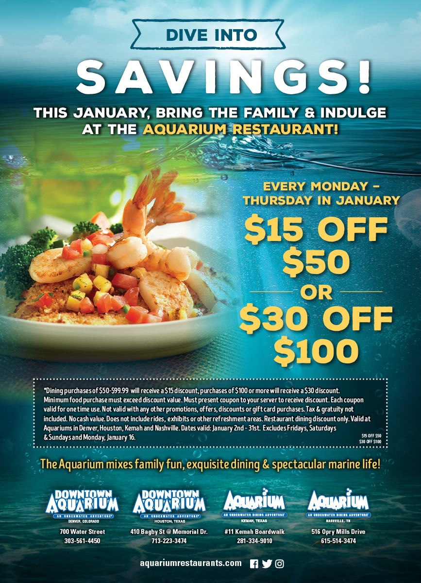 January Savings - The Downtown Aquarium Denver, CO